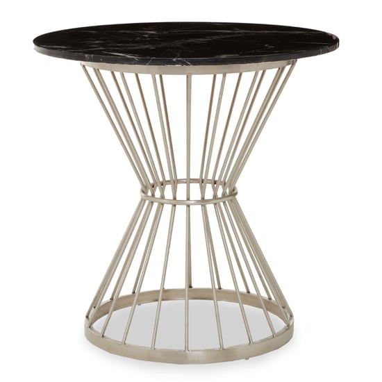 Anza Black Marble Top Side Table With Silver Metal Frame Furniture in