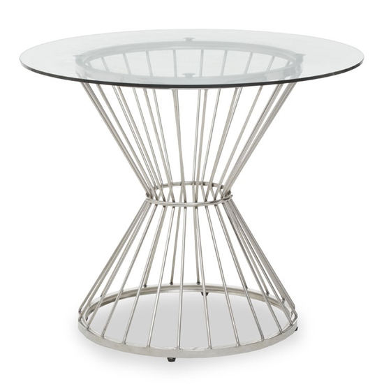 Anza Clear Glass Top Side Table With Silver Metal Frame