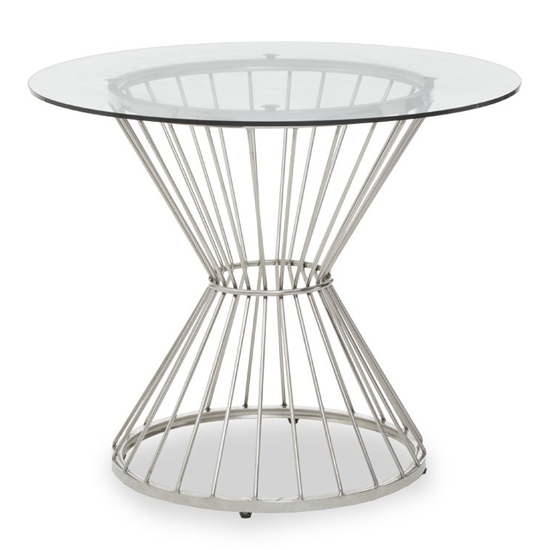 Anza Clear Glass Top Side Table With Silver Metal Frame Furniture in