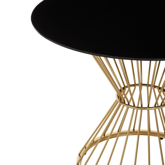 Anza Round Black Glass Dining Table With Gold Metal Base Furniture in