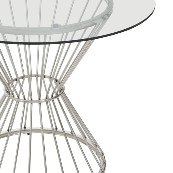 Anza Round Clear Glass Top Dining Table With Silver Metal Base