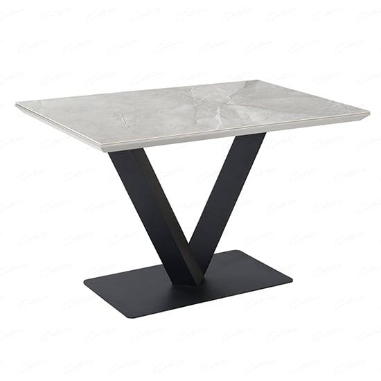 Anzio Ceramic Marble Dining Table Rectangular In Grey