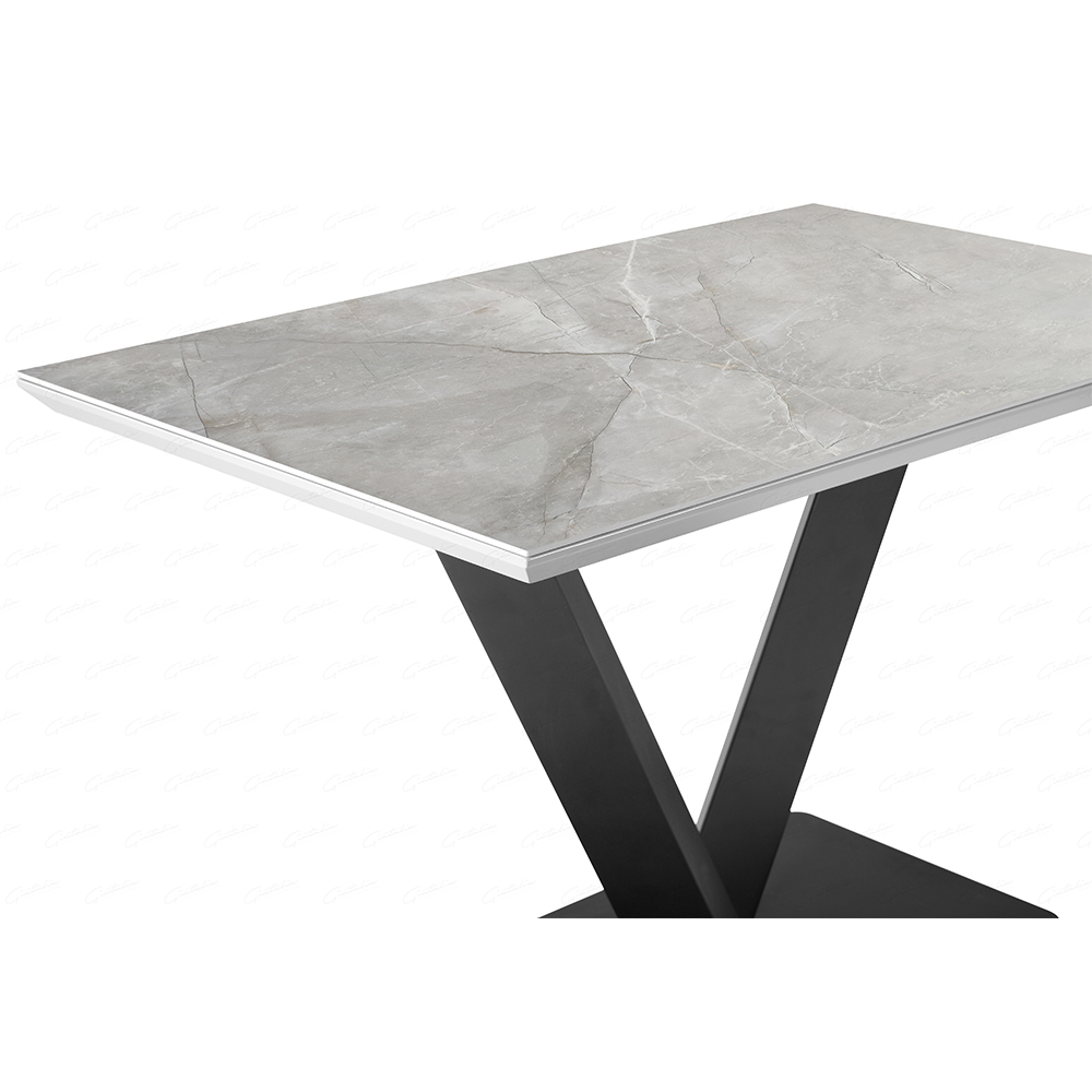 Anzio Ceramic Marble Rectangular Dining Table In Grey