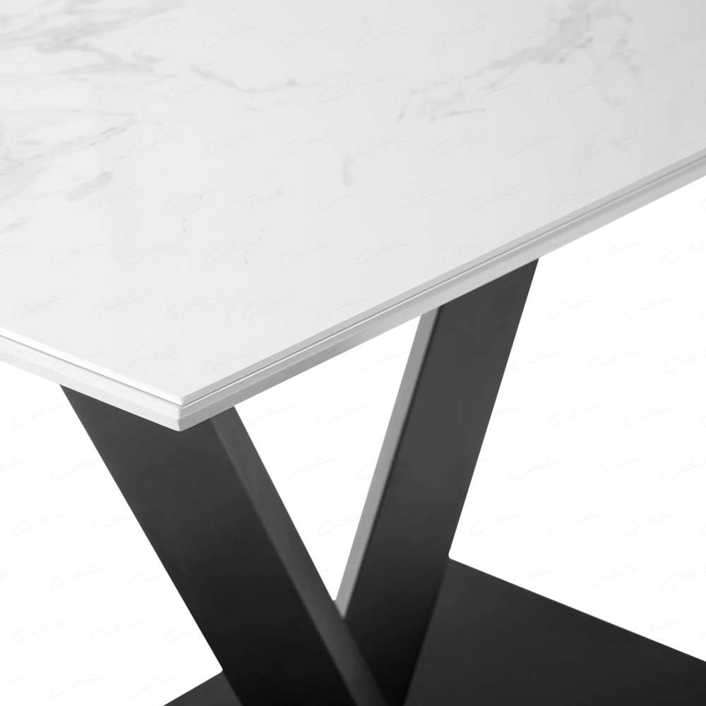 Anzio Ceramic Marble Rectangular Dining Table In White