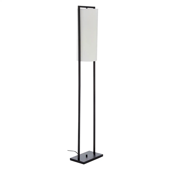 Anzio White Linen Shade Floor Lamp With Black Metal Frame