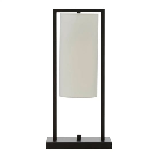 Read more about Anzio white linen shade table lamp with black metal frame