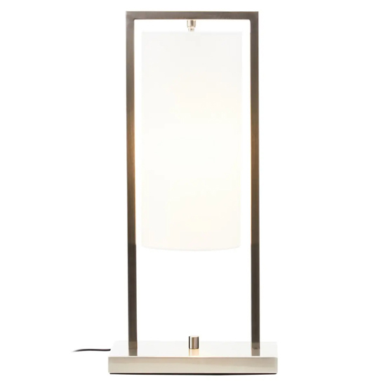 Anzio White Shade Table Lamp With Satin Nickel Metal Frame