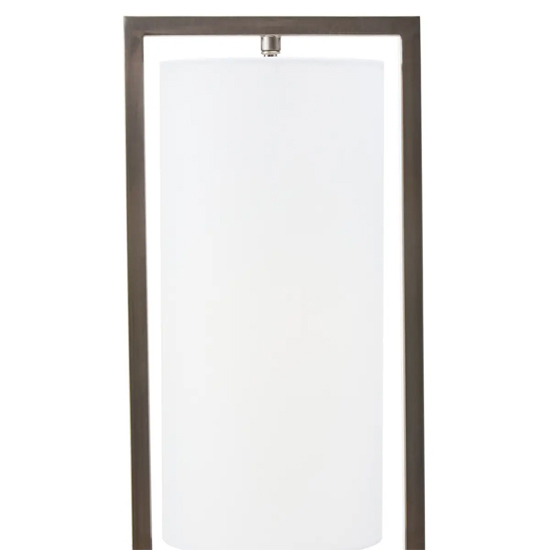 Anzio White Shade Table Lamp With Satin Nickel Metal Frame