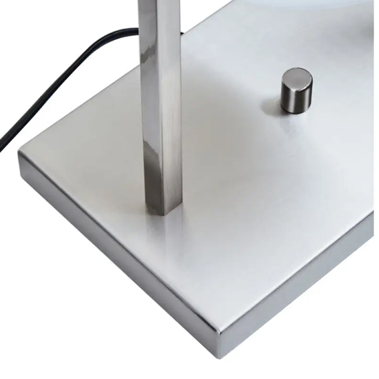 Anzio White Shade Table Lamp With Satin Nickel Metal Frame