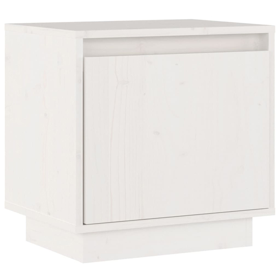 Aoife Pine Wood Bedside Cabinet With 1 Door In White