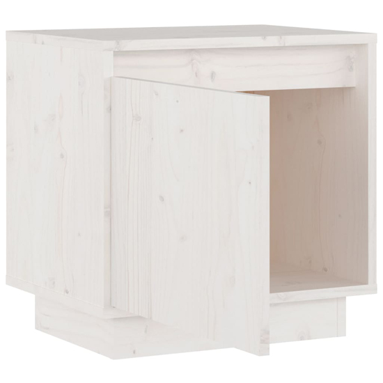 Aoife Pine Wood Bedside Cabinet With 1 Door In White