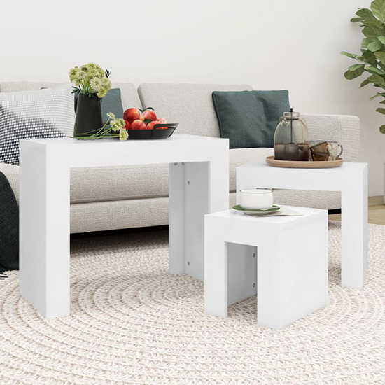 Photo of Aolani wooden nest of 3 tables in white