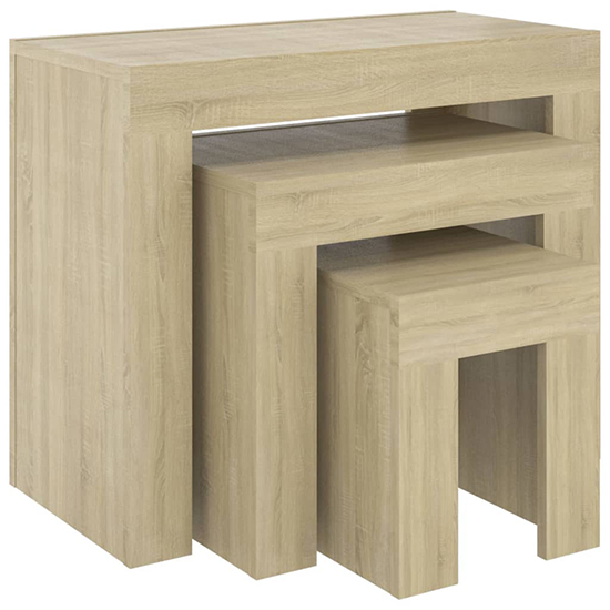Aolani Wooden Nest Of 3 Tables In Sonoma Oak