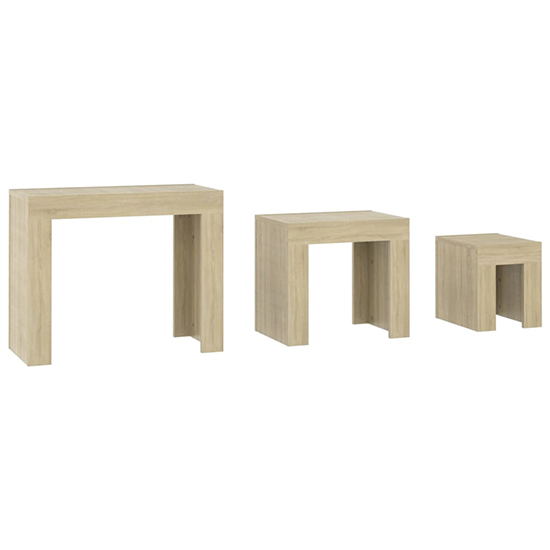 Aolani Wooden Nest Of 3 Tables In Sonoma Oak