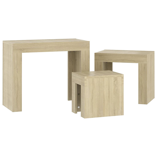Aolani Wooden Nest Of 3 Tables In Sonoma Oak