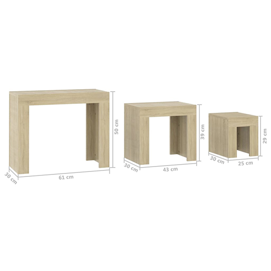 Aolani Wooden Nest Of 3 Tables In Sonoma Oak