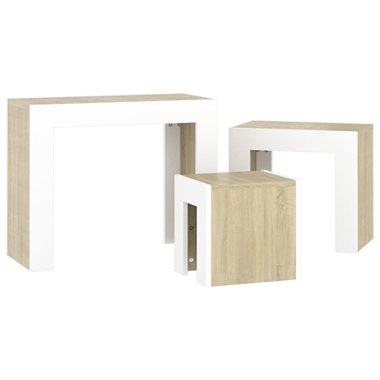 Aolani Wooden Nest Of 3 Tables In White And Sonoma Oak_4