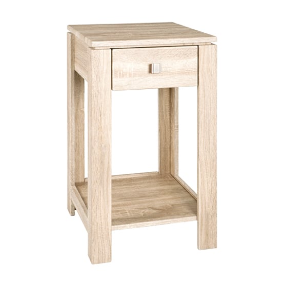 View Apache square wooden side table in light oak with 1 drawer