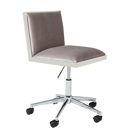 Apex Office Chair In Grey Velvet With Stainless Steel Frame Furniture