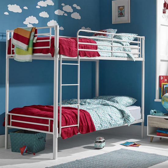 Apollo Metal Bunk Bed In White Furniture in Fashion