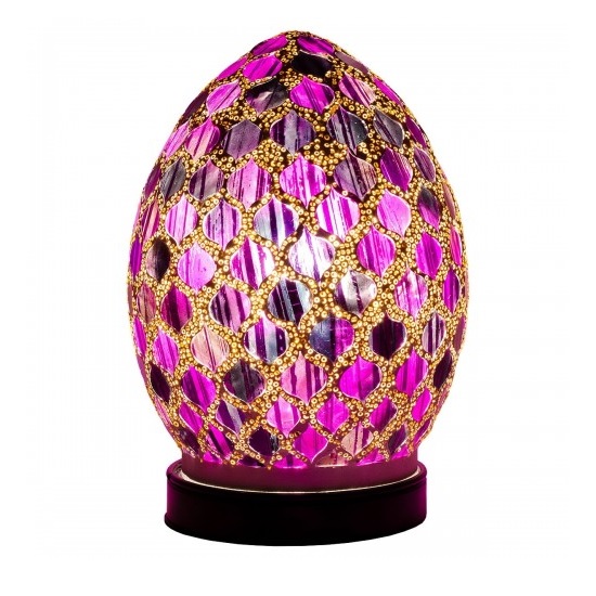 Product photograph of Apollo Mini Mosaic Glass Egg Table Lamp In Purple Tile from Furniture in Fashion