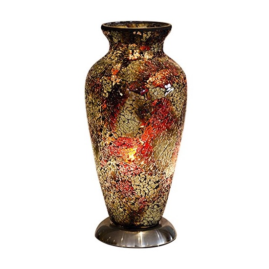 Photo of Apollo mosaic glass vase table lamp in amber