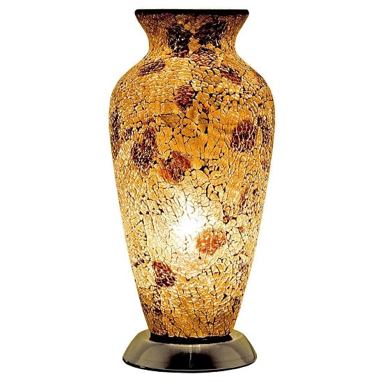 Photo of Apollo mosaic glass vase table lamp in autumn gold