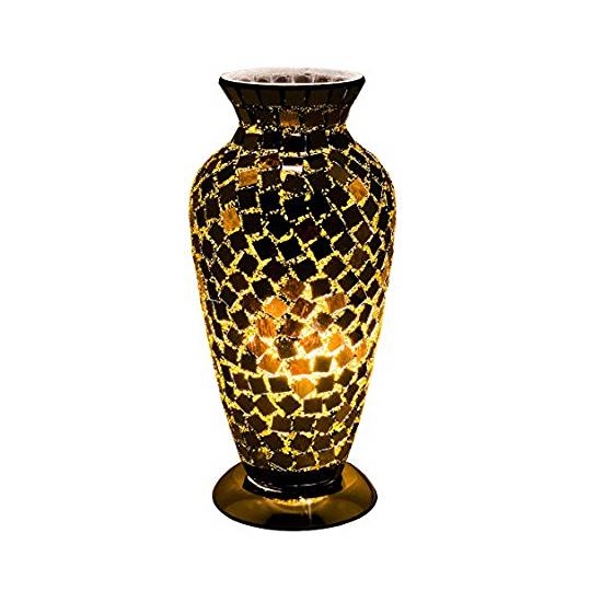 Read more about Apollo mosaic glass vase table lamp in black tile