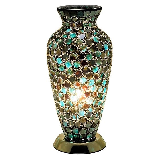 Read more about Apollo mosaic glass vase table lamp in green