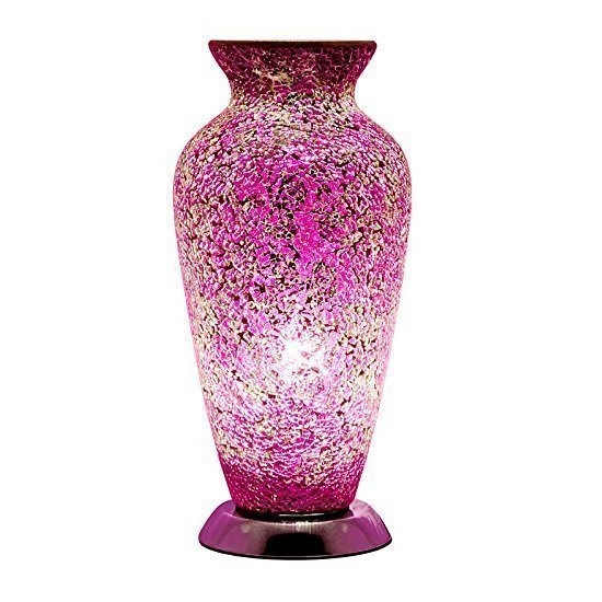 Photo of Apollo mosaic glass vase table lamp in pink rose