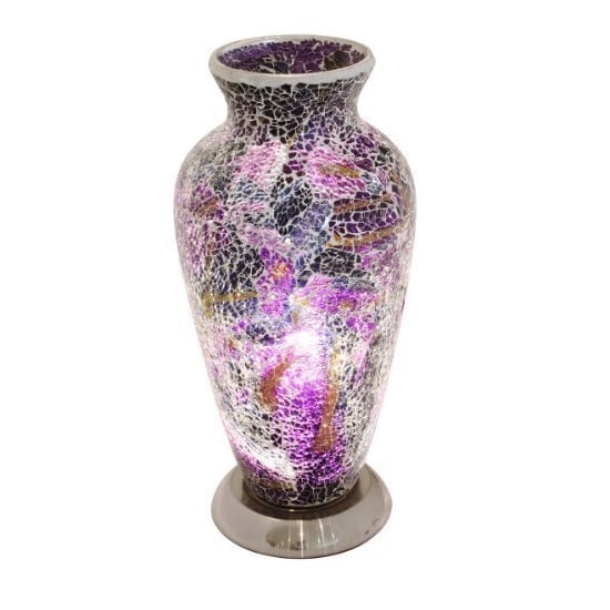 Apollo Mosaic Glass Vase Table Lamp In Purple