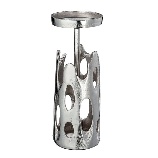 Product photograph of Apollon Aluminium Small Candleholder In Antique Silver from Furniture in Fashion