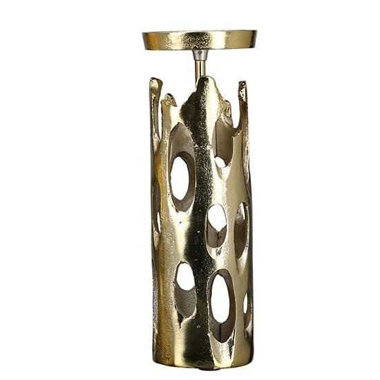 Read more about Apollon aluminium small candleholder in champagne and gold