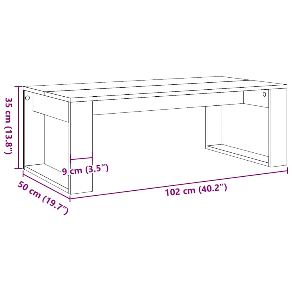 Aponka 102cm Wooden Coffee Table - Smoked Oak