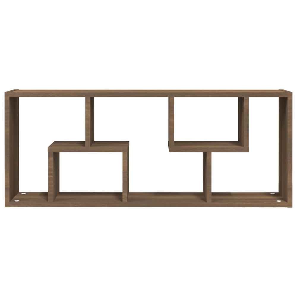 Aponka 36cm Wooden Wall Shelving Unit With 6 Shelves - Brown Oak
