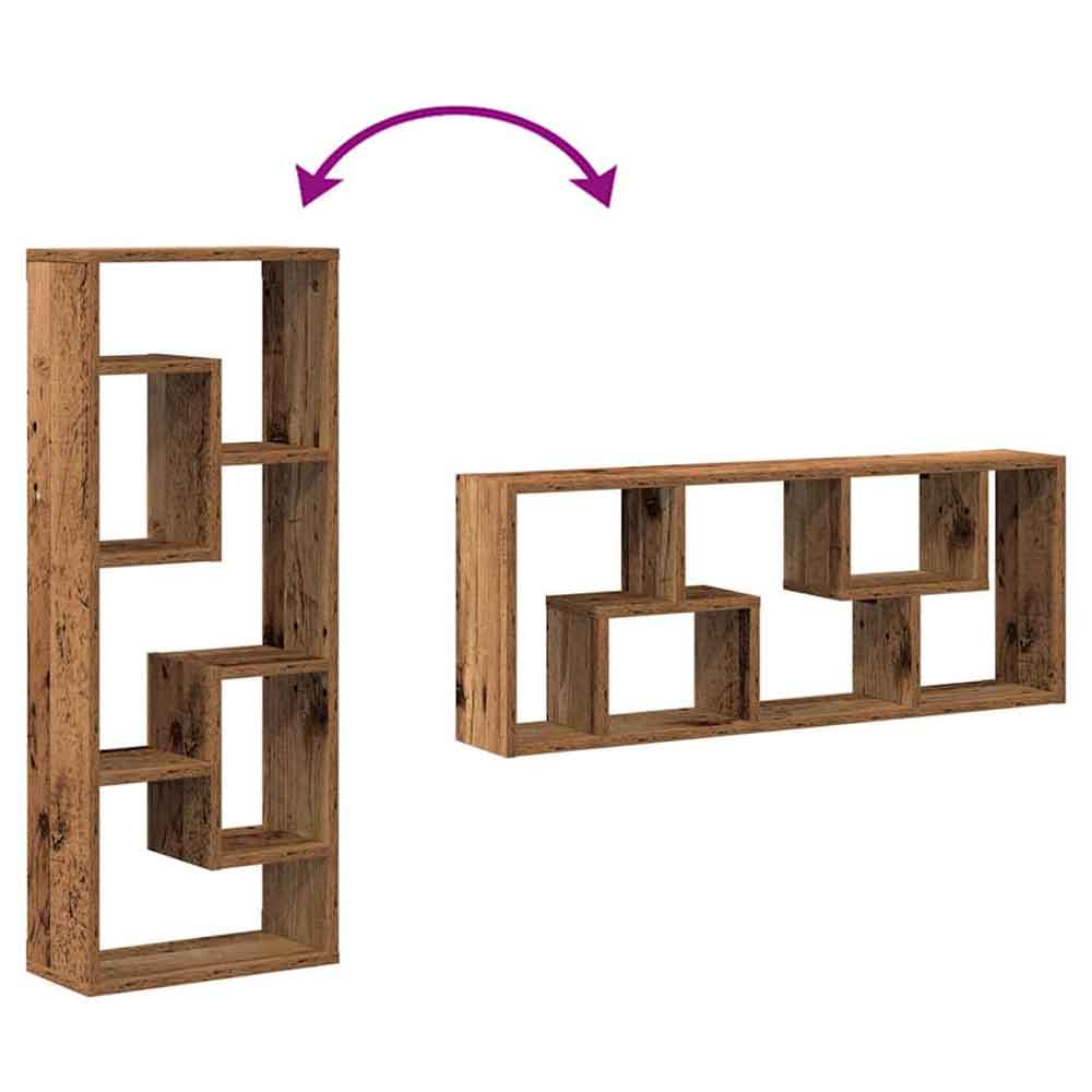 Aponka 36cm Wooden Wall Shelving Unit With 6 Shelves - Brown