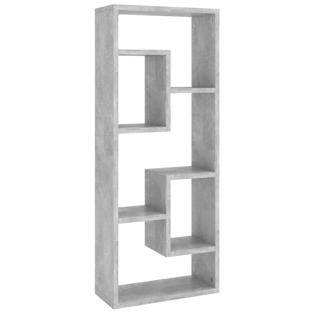 Aponka 36cm Wooden Wall Shelving Unit With 6 Shelves - Concrete Grey
