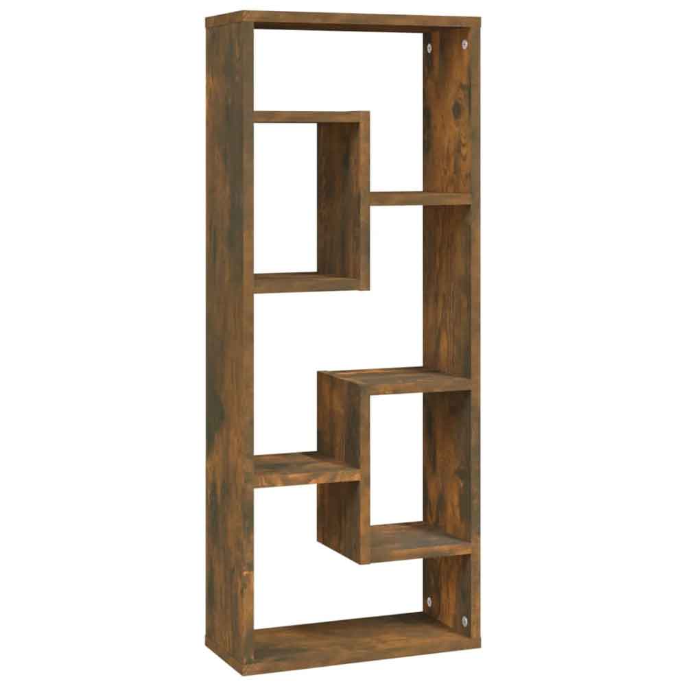 Aponka 36cm Wooden Wall Shelving Unit With 6 Shelves - Smoked Oak