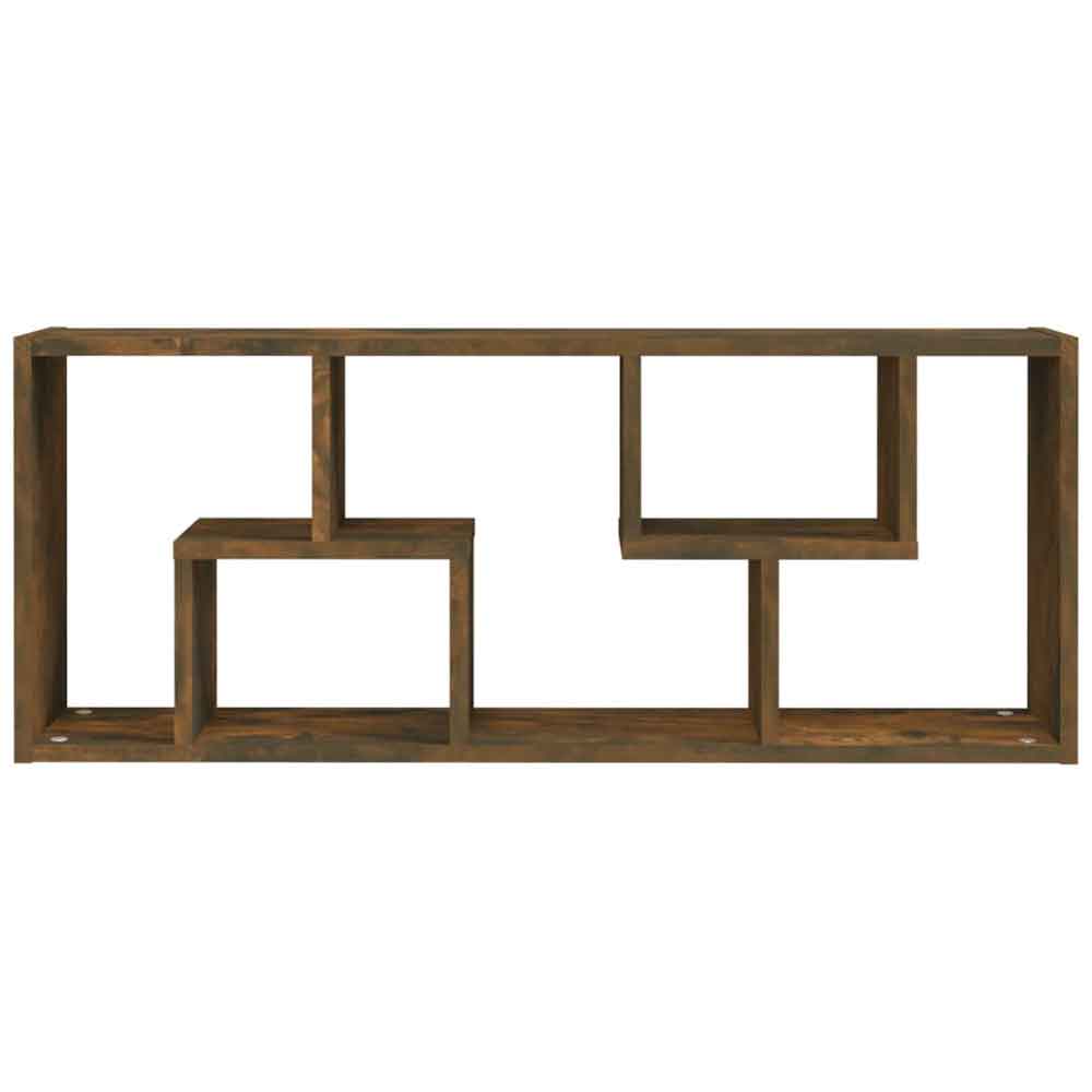 Aponka 36cm Wooden Wall Shelving Unit With 6 Shelves - Smoked Oak