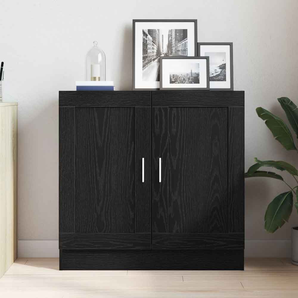 Aponka 80cm Wooden Storage Cabinet With 2 Doors - Black Oak