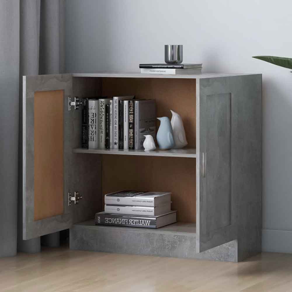 Aponka 80cm Wooden Storage Cabinet With 2 Doors - Concrete Grey