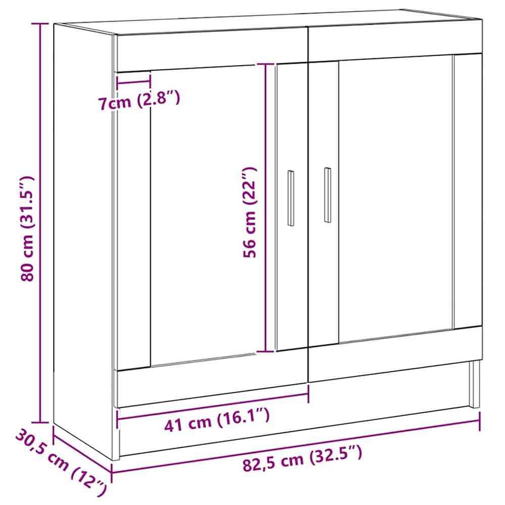Aponka 80cm Wooden Storage Cabinet With 2 Doors - Concrete Grey