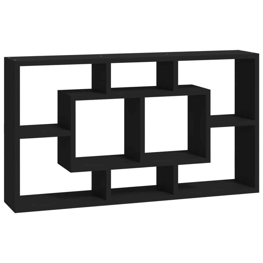 Aponka 80cm Wooden Wall Shelving Unit With 8 Shelves - Black