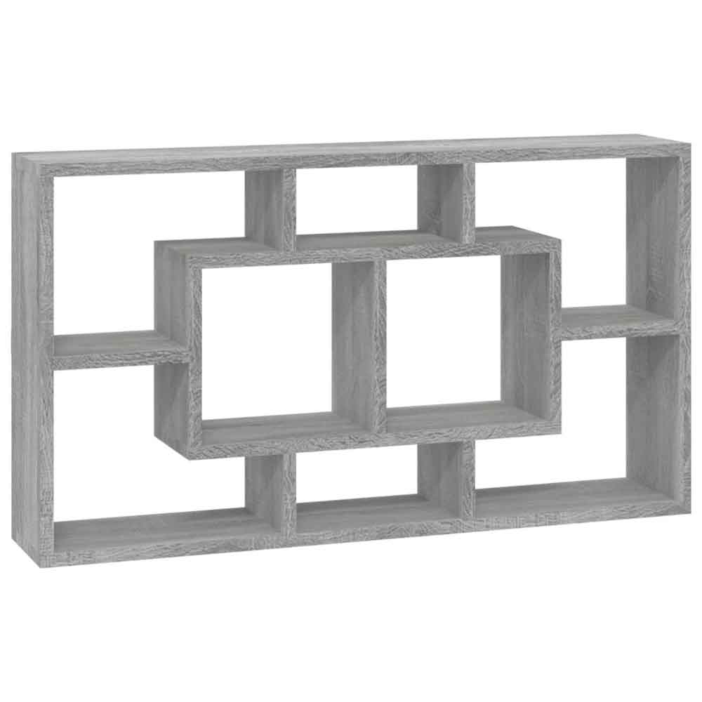 Aponka 80cm Wooden Wall Shelving Unit With 8 Shelves - Grey Sonoma
