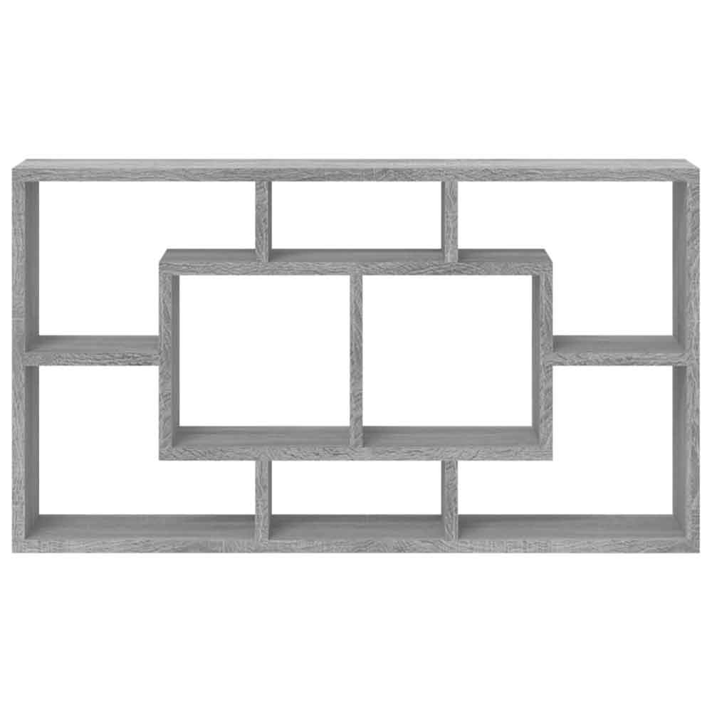 Aponka 80cm Wooden Wall Shelving Unit With 8 Shelves - Grey Sonoma