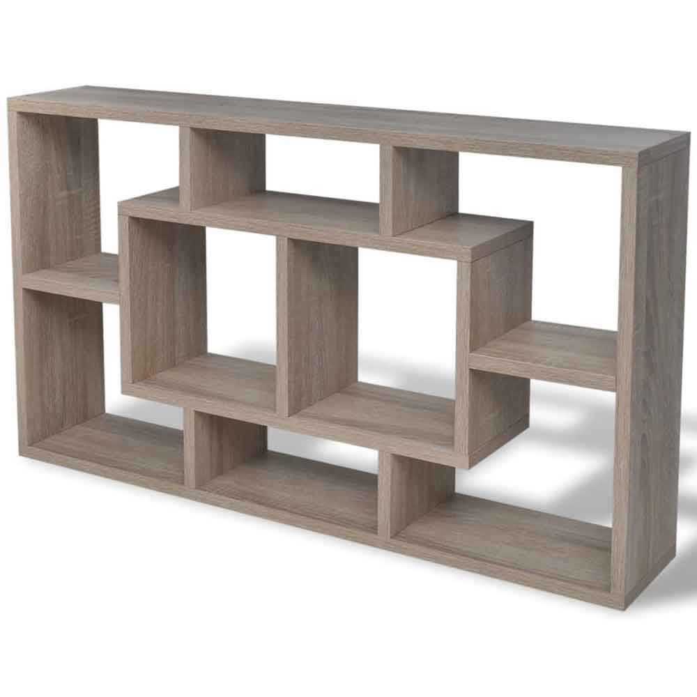 Aponka 80cm Wooden Wall Shelving Unit With 8 Shelves - Oak