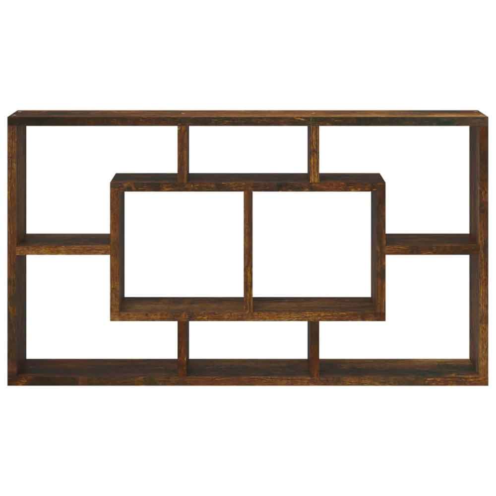 Aponka 80cm Wooden Wall Shelving Unit With 8 Shelves - Smoked Oak