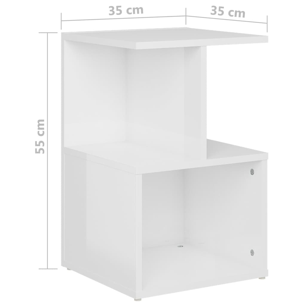 Aponka High Gloss Bedside Cabinet With 1 Self - White