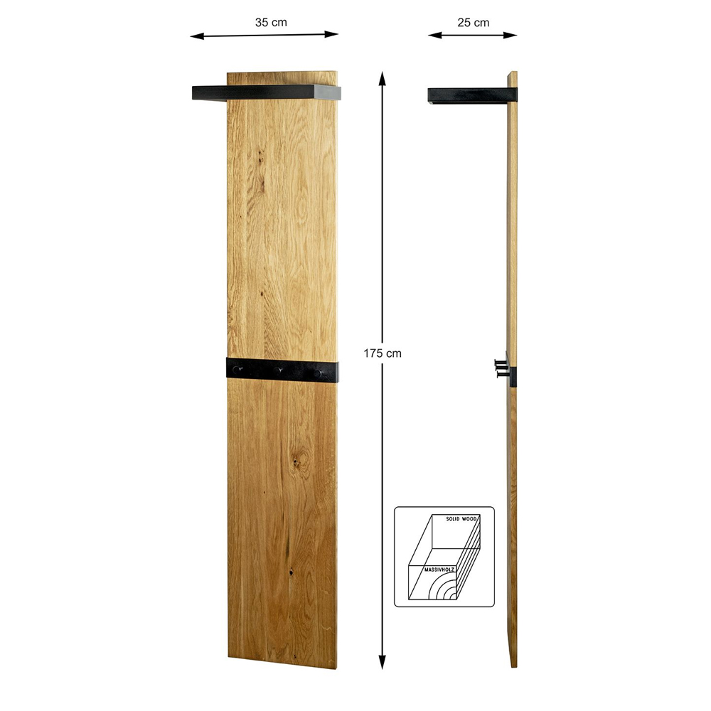 Apopka Tall Wooden Coat Rack In Oak And Black