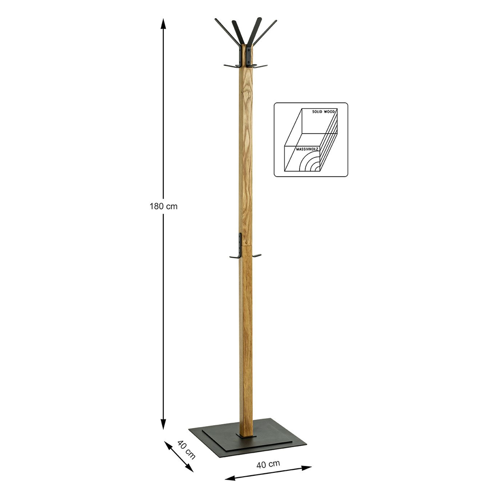 Apopka Wooden Coat Stand In Oak And Black